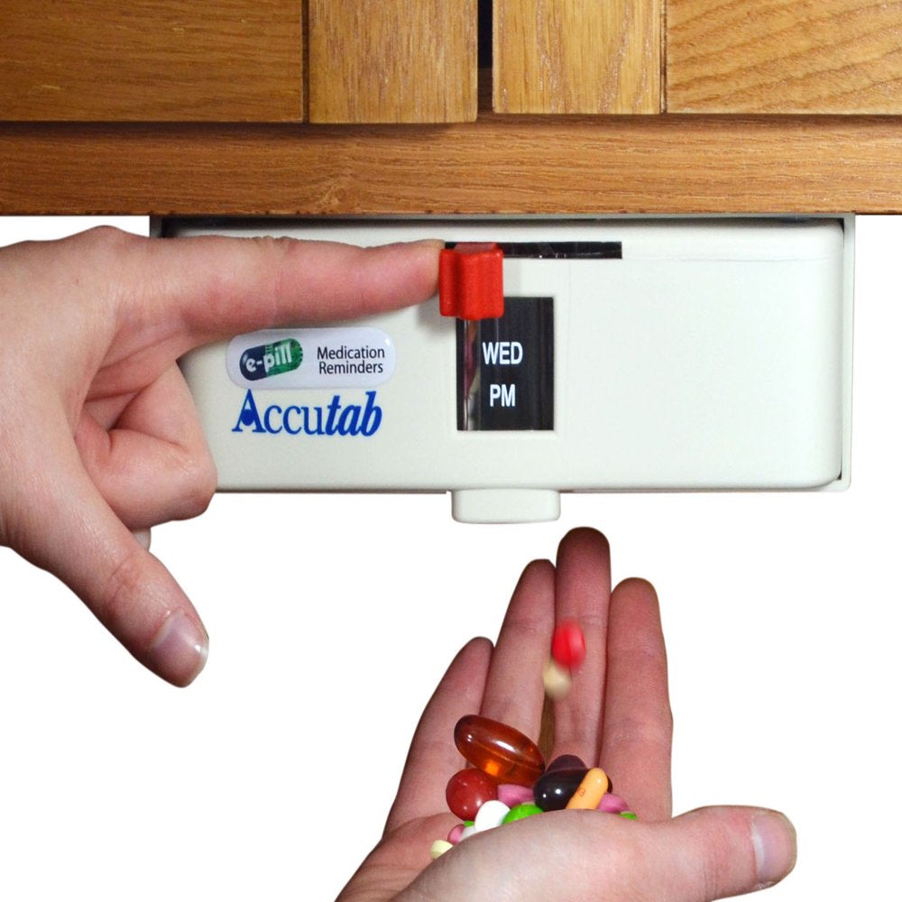 E-Pill Accutab - Manual Pill Dispenser - 7 Day X 3 Compartments per Day – Large Capacity. Bonus Filling Tray