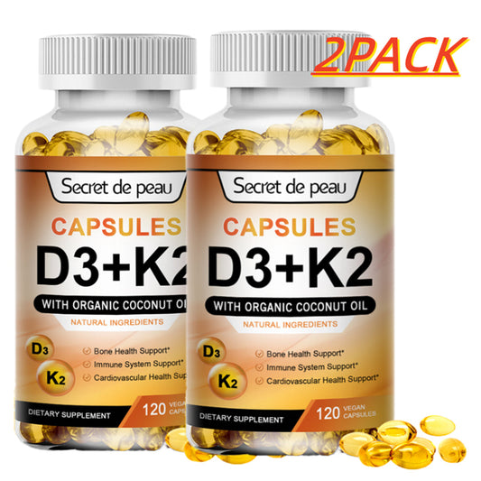 (2 Pack) SDP Vitamins D3 & K2 Dietary Supplement, Supports Heart Healthy & Immune, 240 Capsules Total (Non GMO, Soy Free, Gluten Free) - Nutricity.com.au