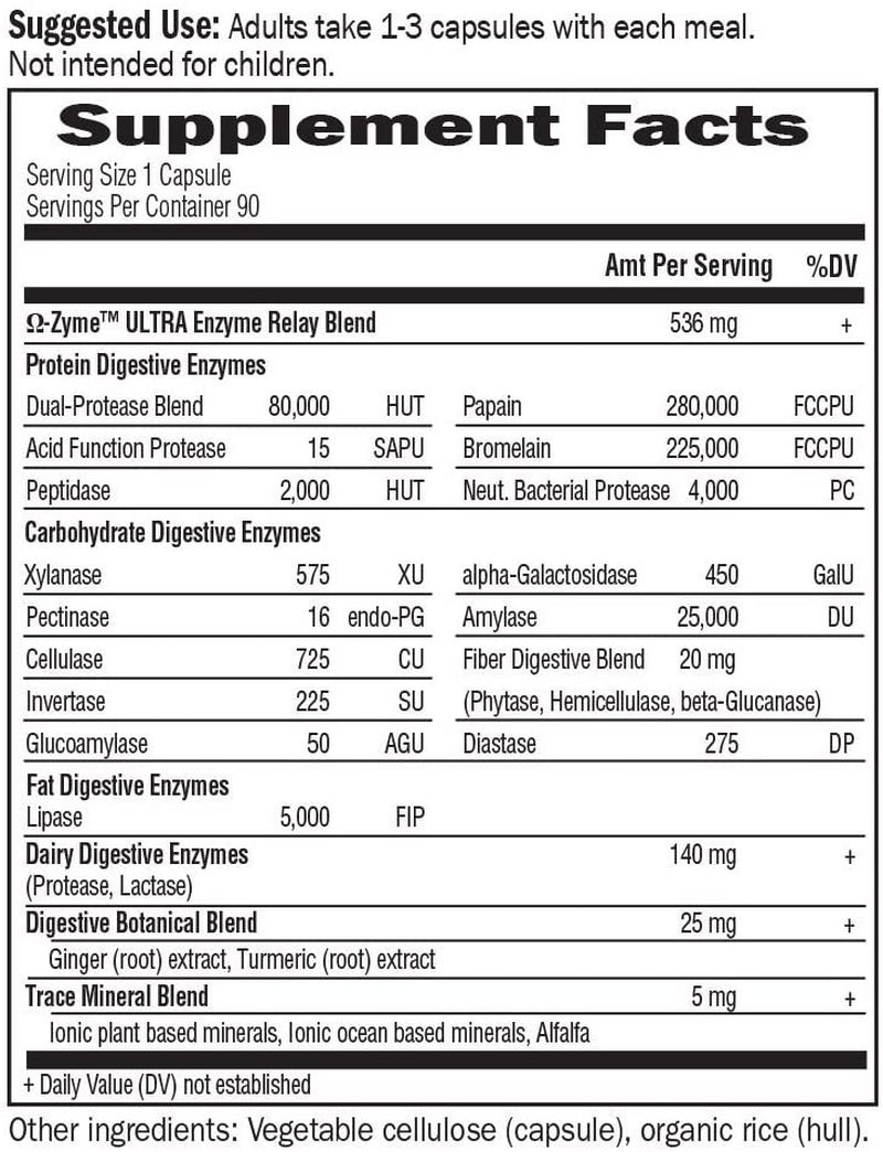 Garden of Life O-Zyme Ultra Ultimate Digestive Enzyme Blend Digestive Aids 90 Ct. Tablets