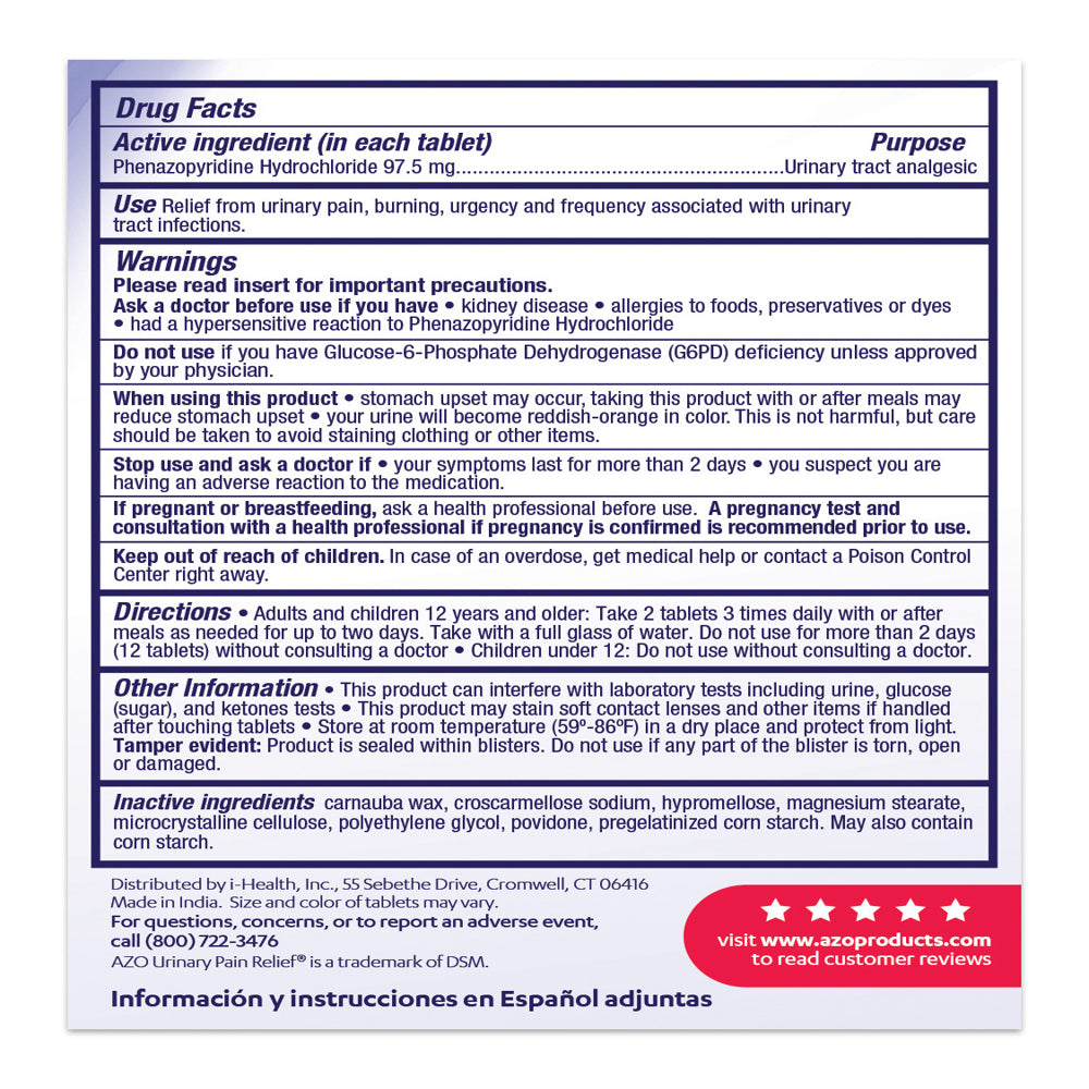 AZO Urinary Pain Relief Maximum Strength, Fast Relief, #1 Most Trusted Brand, 24 Tablets