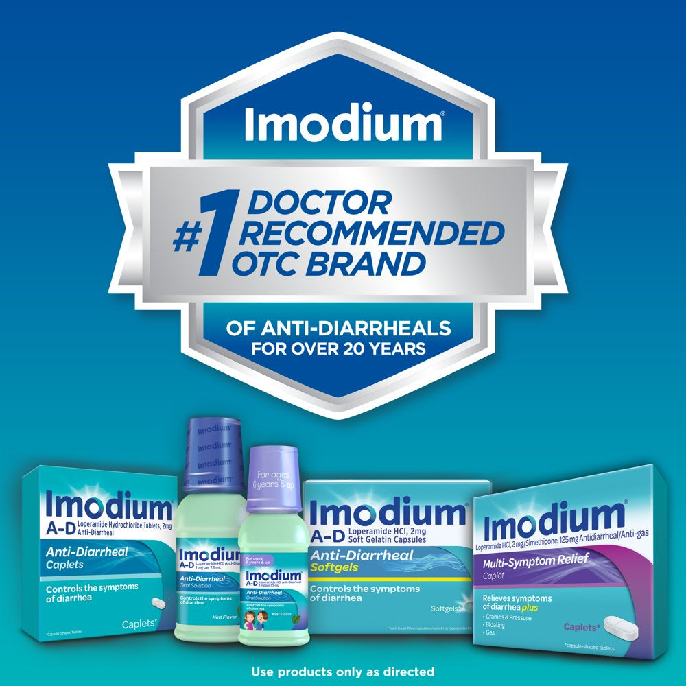 Imodium A-D Diarrhea Relief Caplets, Loperamide Hydrochloride, 24 Ct.