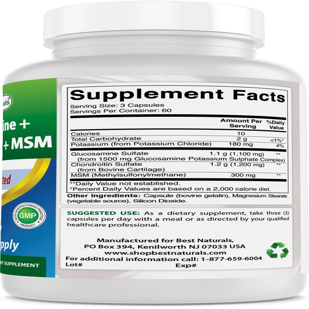 2 Pack Best Naturals Glucosamine, Chondroitin & MSM 180 Capsules | Joint Support