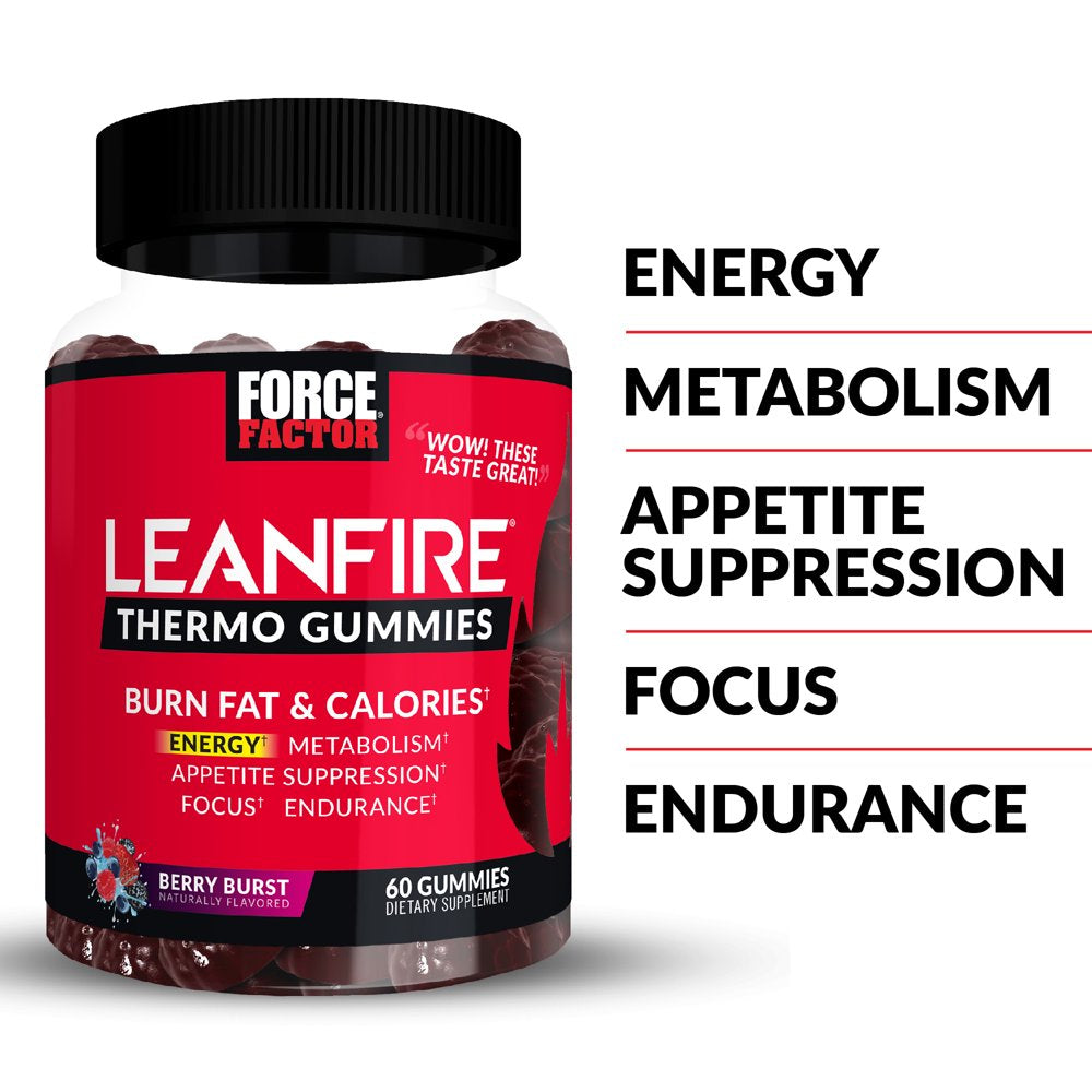 Force Factor Leanfire Thermo, Fat Burner Gummies, Berry Burst, 60 Gummies