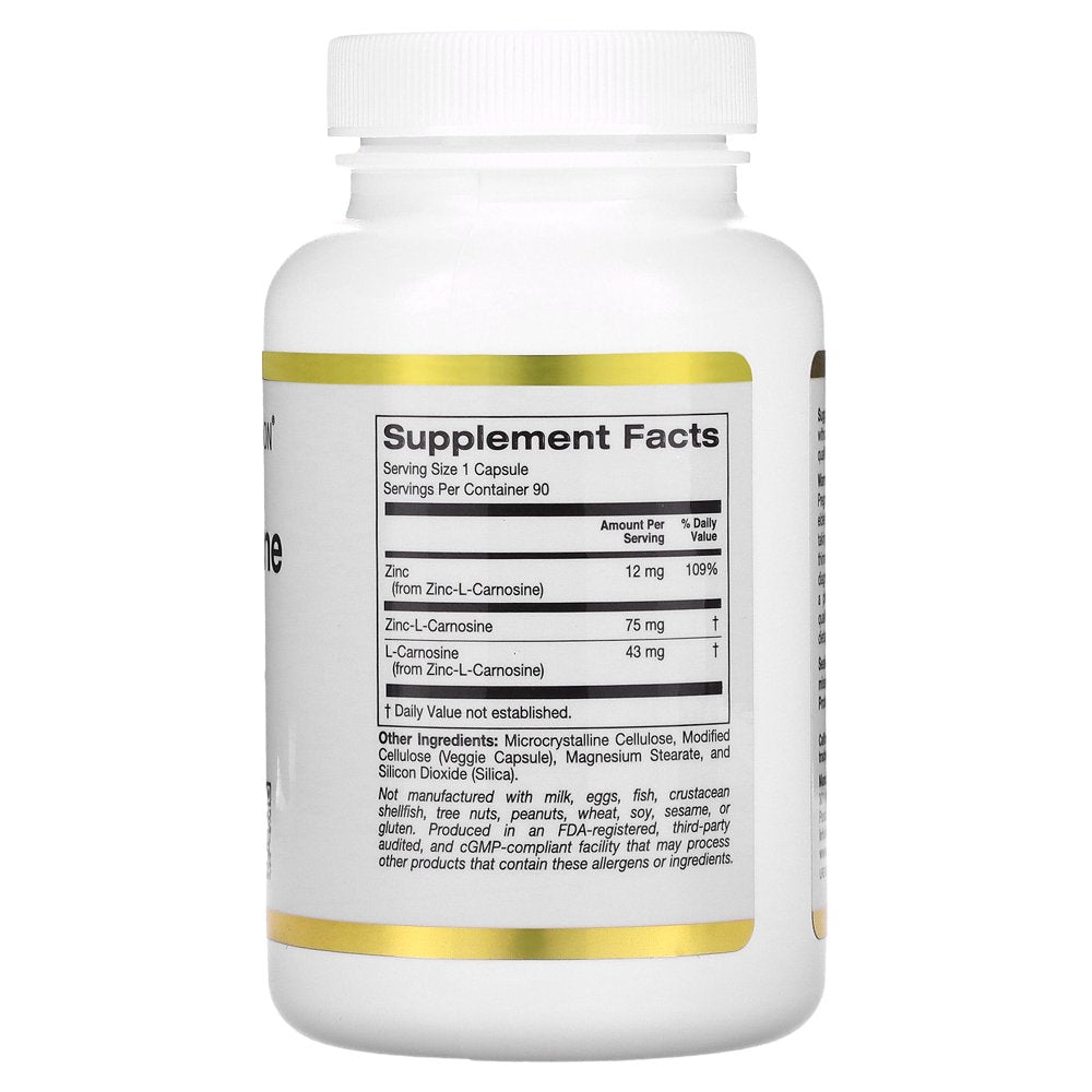 California Gold Nutrition Zinc-L-Carnosine Complex, 90 Veggie Caps