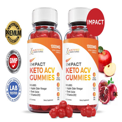 (2 Pack) Impact Keto ACV Dietary Gummies Supplement 1000MG 120 Gummys