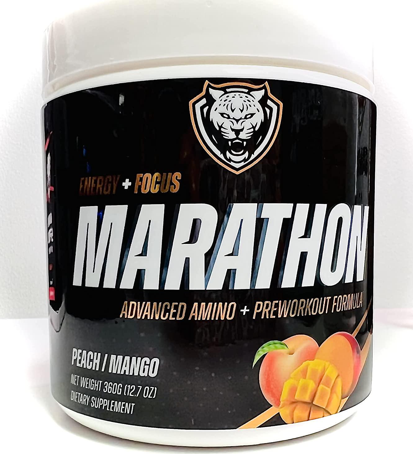 6AM RUN Marathon - Pre Workout Powder for Distance Running and Essential Amino Energy - No Jitters, High Energy for Cardio and Stamina Formula - All Natural, Keto, Vegan (Peach Mango, Full Bottle)