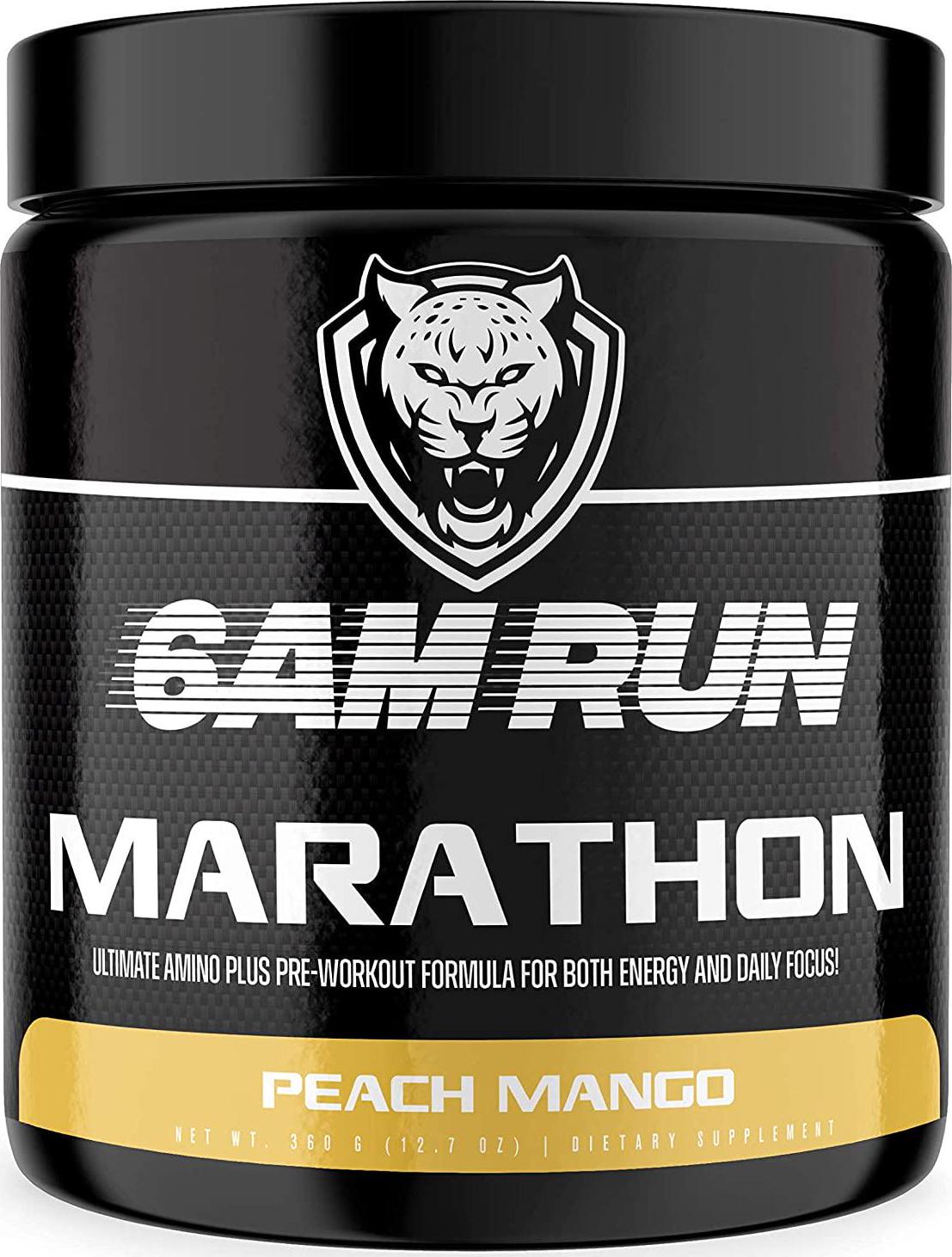 6AM RUN Marathon - Pre Workout Powder for Distance Running and Essential Amino Energy - No Jitters, High Energy for Cardio and Stamina Formula - All Natural, Keto, Vegan (Peach Mango, Full Bottle)