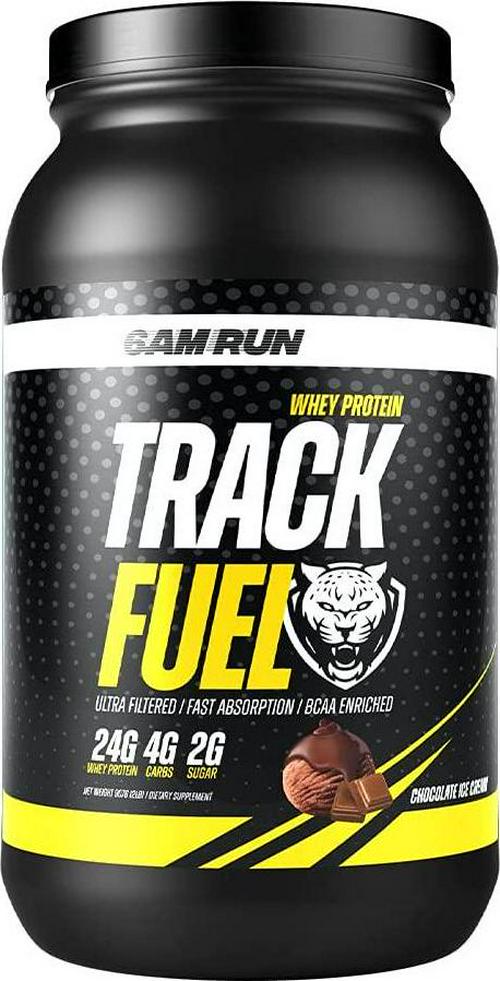 6AM Run Track Fuel Whey Protein Powder - 25 Grams of Protein - Easy Mixing and Great Taste - BCAA Enhanced - 2 Pound - Chocolate