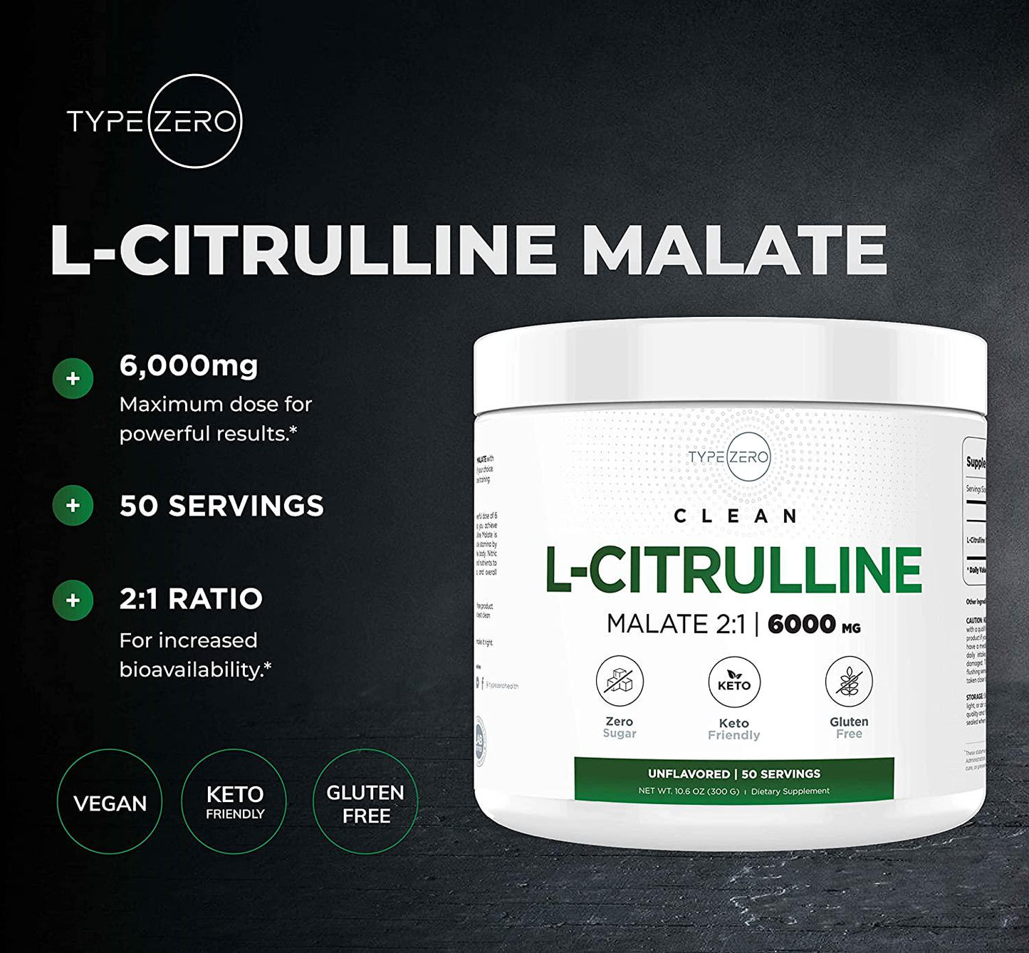 6X L-Citrulline Malate Powder 2:1 (6000mg | Unflavored) Ultra Clean L Citrulline Powder Nitric Oxide Booster Pre Workout - Nitrous Oxide Vasodilator Supplements for Men Blood Flow Strength and Endurance