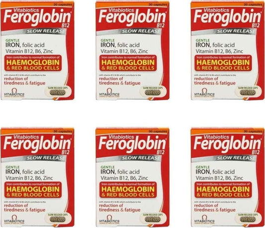 (6 PACK) - Vitabiotics Feroglobin B12 Capsules | 30s | 6 PACK - SUPER SAVER - SAVE MONEY