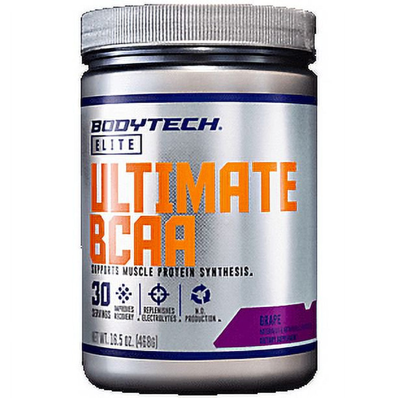 Bodytech Elite Ultimate BCAA Powder, Supports Muscle Protein Synthesis, Nitric Oxide Production, Grape (30 Servings)