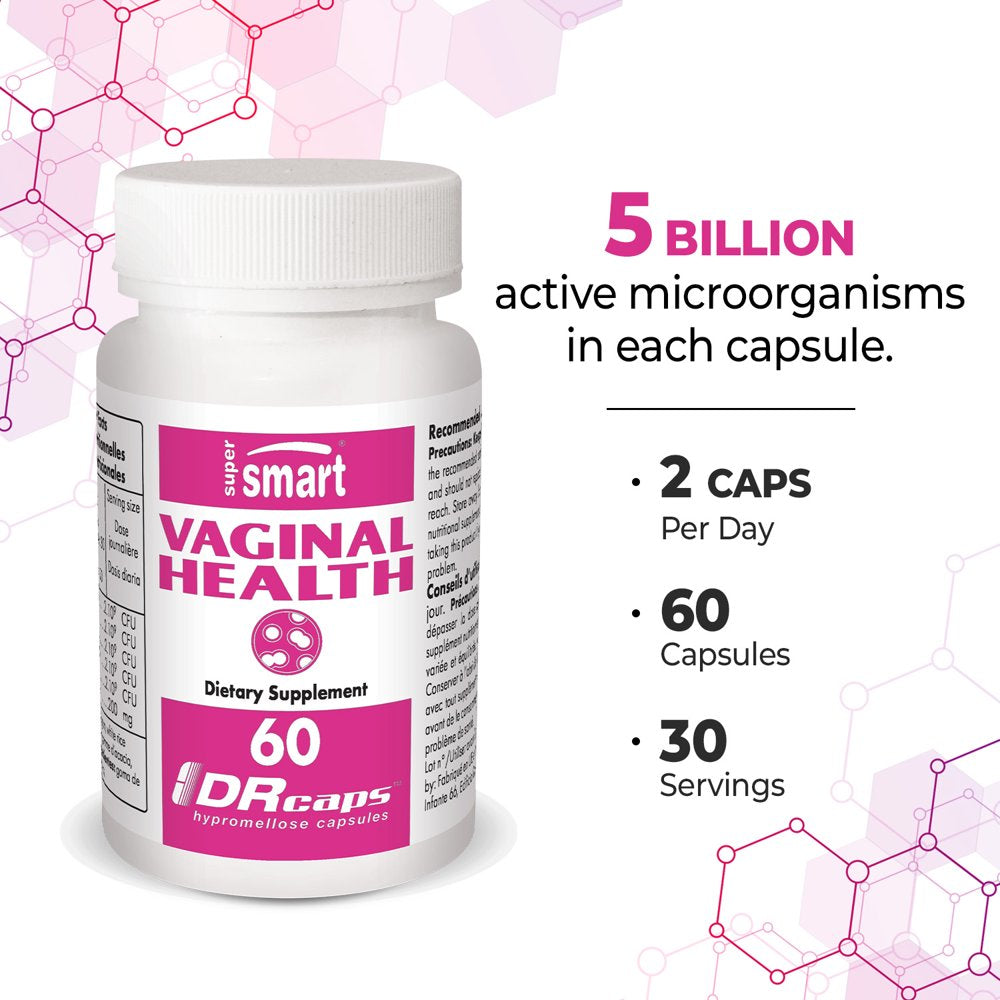 Supersmart - Vaginal Health 11 Billion CFU - Women Probiotic & Prebiotic Supplement - Feminine Care | Non-Gmo & Gluten Free - 60 DR Capsules