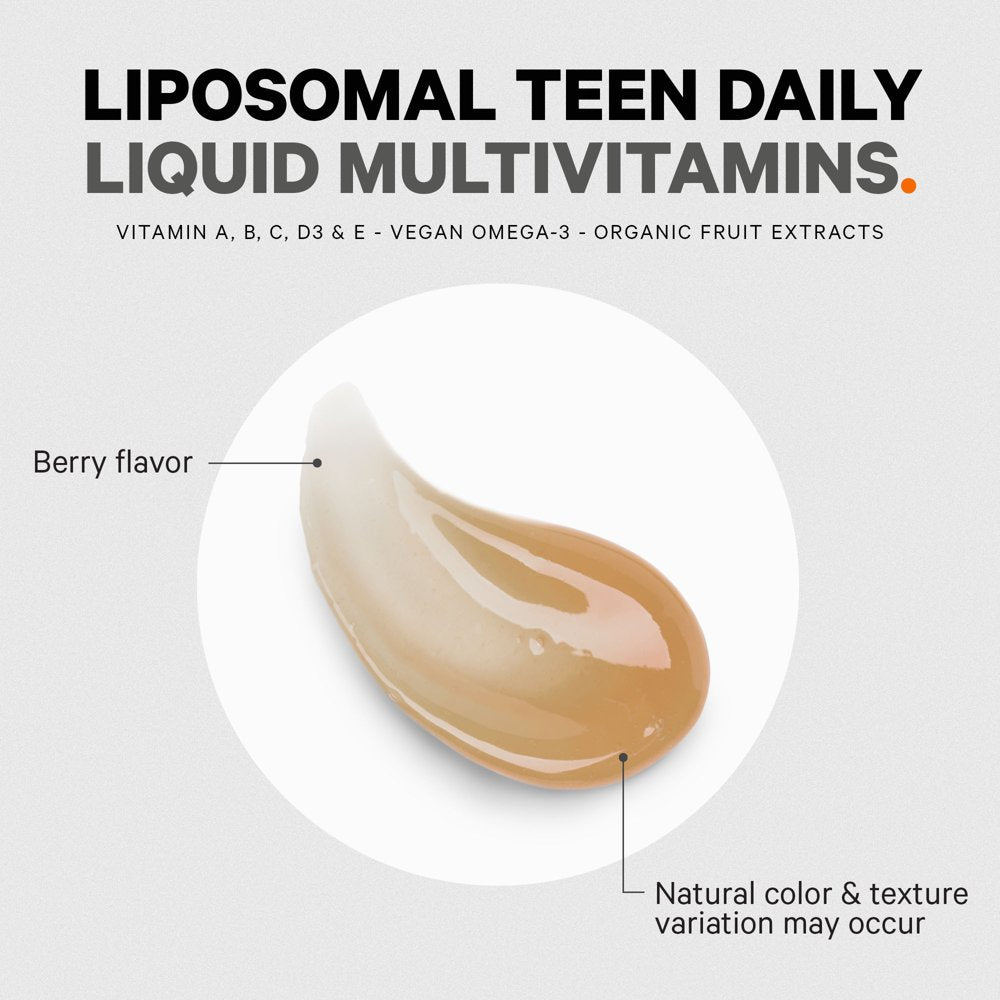 Codeage Nanofood Multivitamin Liquid for Teenagers Boys Girls, Zinc, Teen Daily Support, 30 Pouches