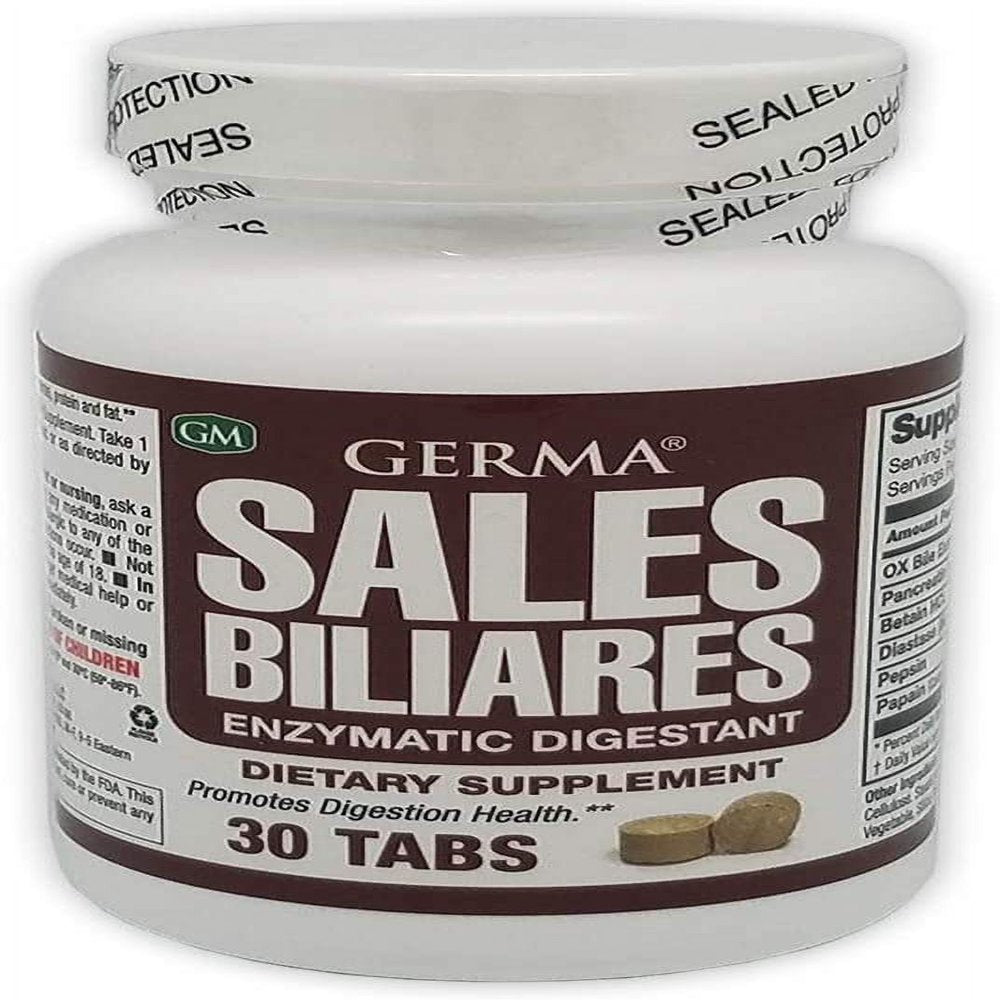 Germa Bile Salts Natural Dietary Supplement, for Liver Support / Sales Biliares Suplemento Dietetico Natural, Ayuda Higado 30 Tabs