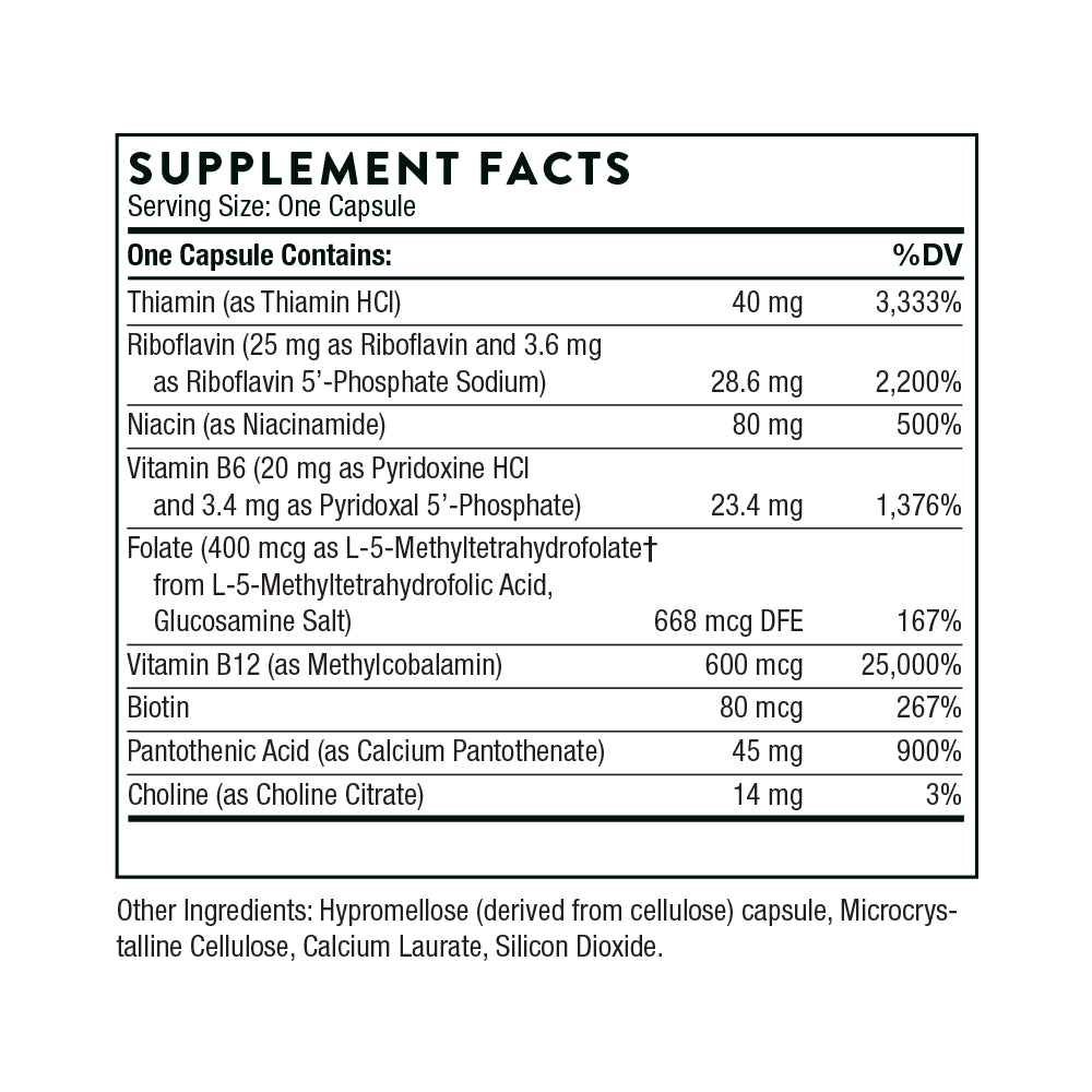 Thorne B-Complex #12, Vitamin B Complex with Active B12 and Folate, 60 Capsules