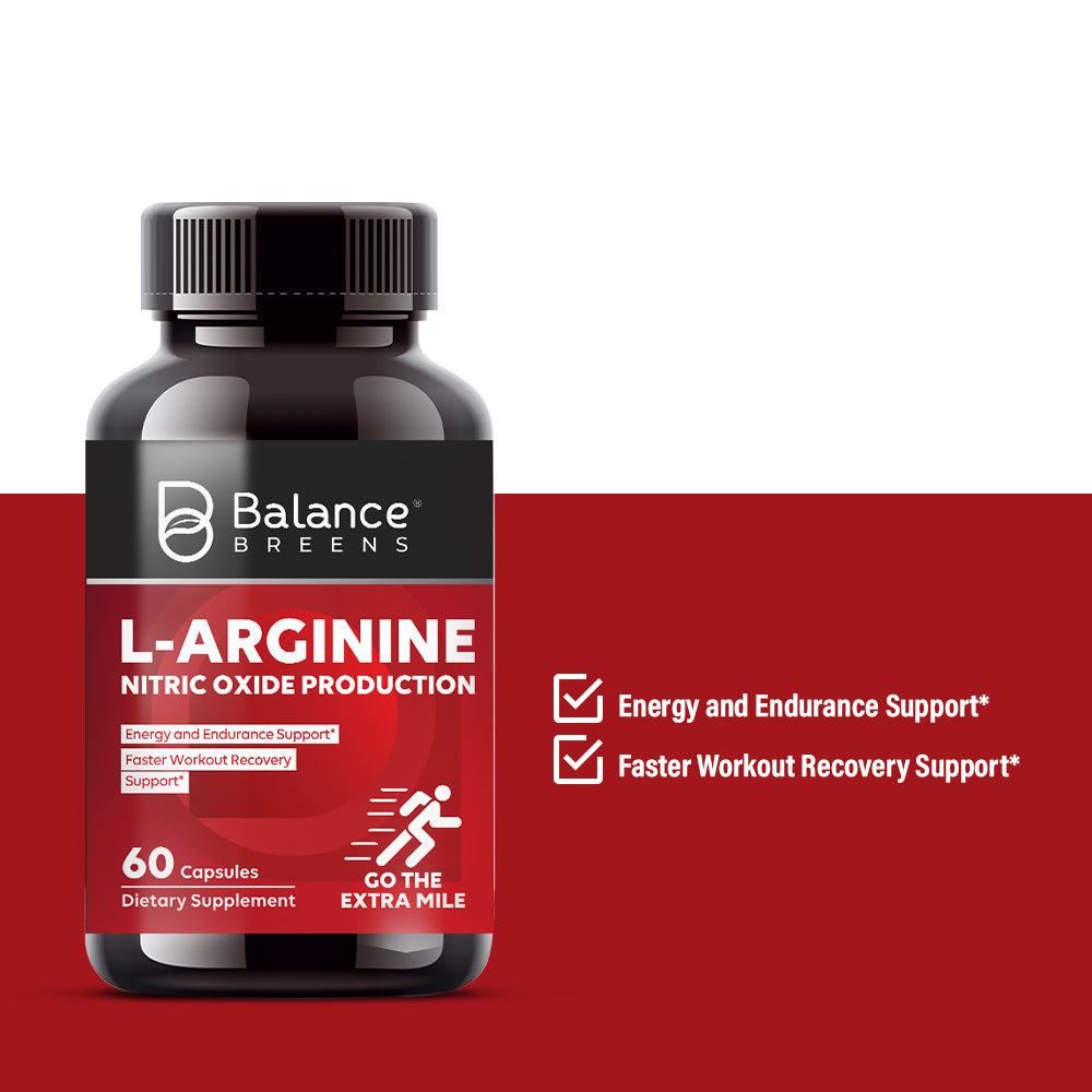 Balance Breens L-Arginine Nitric Oxide Booster 60 Capsules - Supplement for Muscle Building, Endurance, Vascularity, Energy