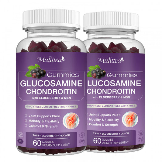 (2 Pack)Mulittea Glucosamine Chondroitin Gummies,With MSM & Elderberry,Joint Support Supplement Immune Support,120 Count - Nutricity.com.au