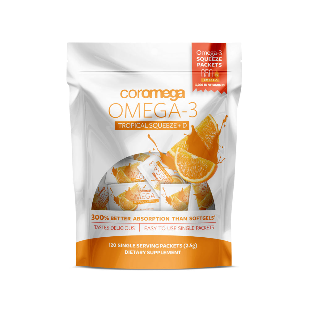 Coromega Omega-3 + Vitamin D Squeeze Packets, 120 Ct