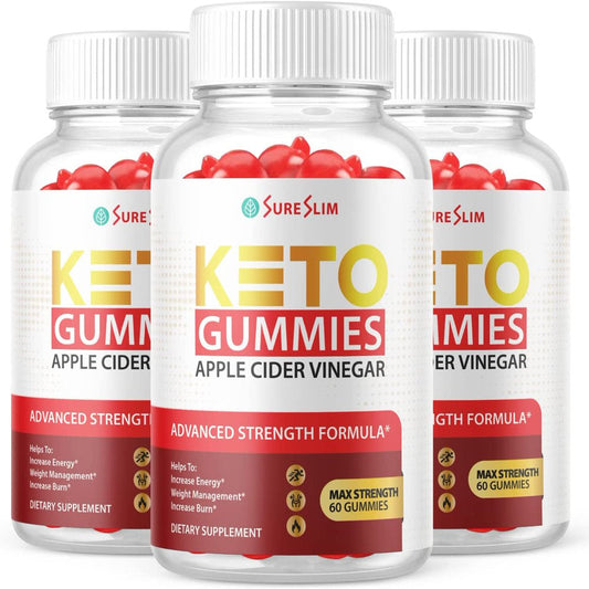 (3 Pack) Sure Slim Keto ACV Gummies - Supplement for Weight Loss - Energy & Focus Boosting Dietary Supplements for Weight Management & Metabolism - Fat Burn - 180 Gummies - Nutricity.com.au