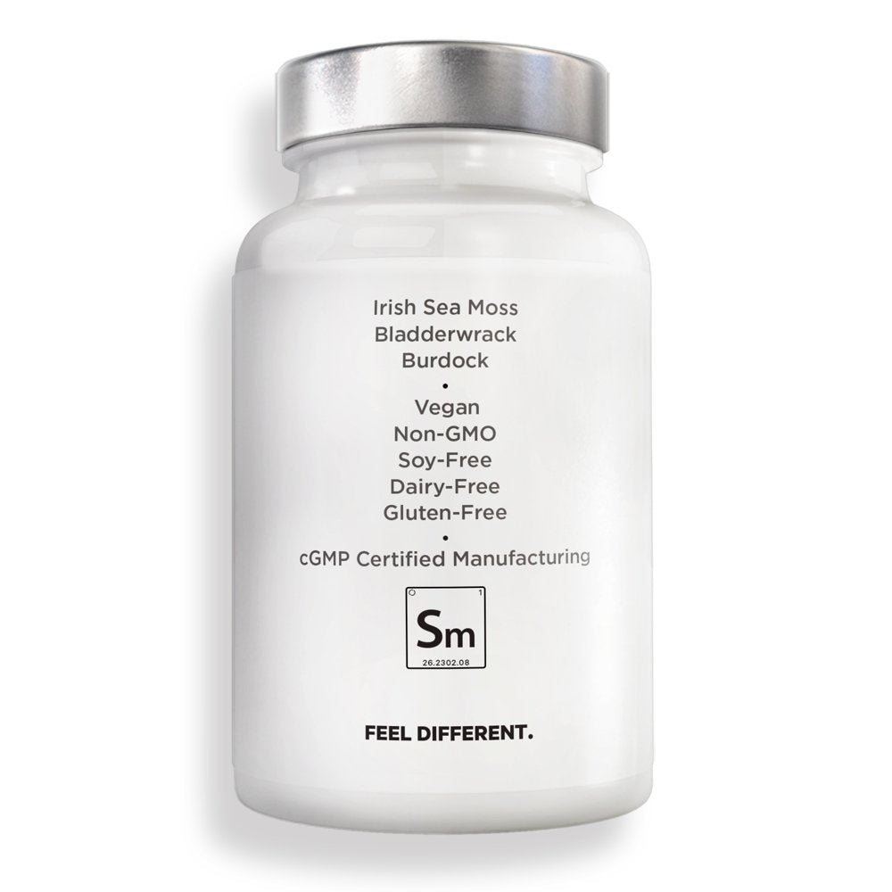 Amen Sea Moss, Bladderwrack, Burdock, Vitamin C, Aloe Vera, Black Pepper, Seaweed Superfood, 90 Ct