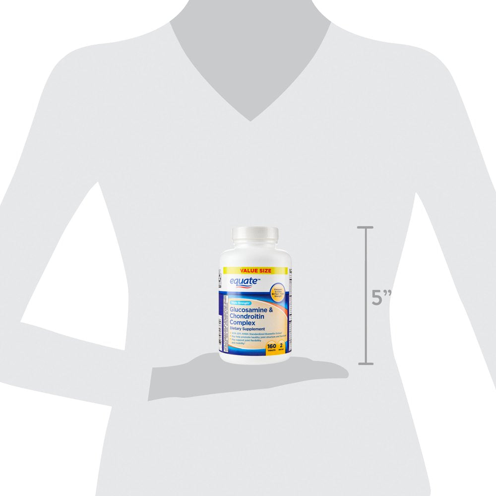 Equate Triple Strength Glucosamine & Chondroitin Complex Tablets Dietary Supplement, 160 Count