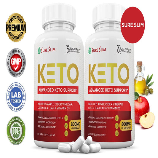 (2 Pack) Sure Slim ACV Pills 1275Mg Stronger than Gummies Advanced Keto Support 120 Capsules - Nutricity.com.au