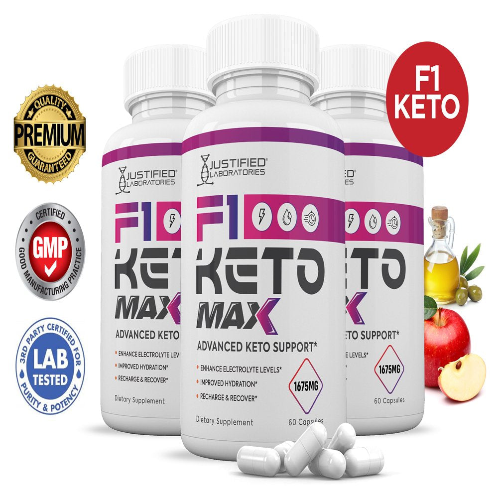 (3 Pack) F1 Keto ACV MAX Pills 1675Mg Alternative to Gummies Dietary Supplement 180 Capsules