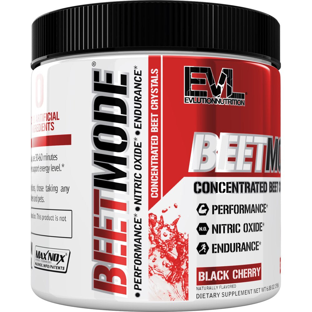 Evlution Nutrition Beetmode Beet Root Powder Nitric Oxide Booster for Enhanced Energy and Pumps - Pre Workout Powder Beets Supplement - Black Cherry