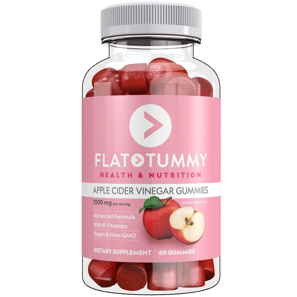 Flat Tummy Apple Cider Vinegar Gummies, 60 Count– Natural Energy, Detoxification, Gut Health Support