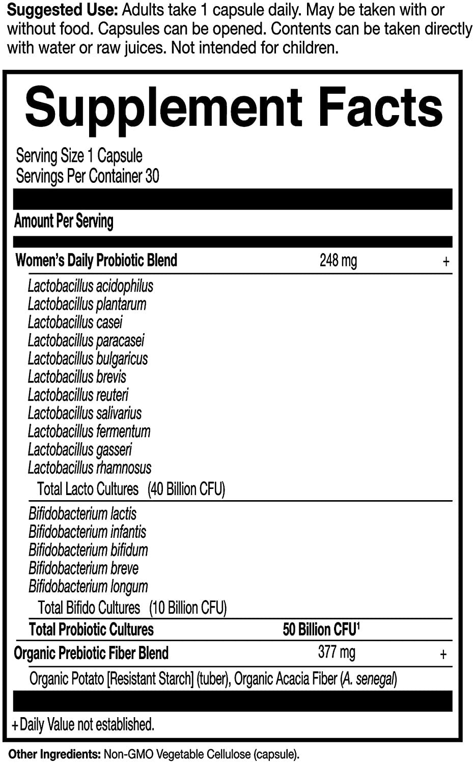 Garden of Life Dr. Formulated Probiotics for Women, Once Daily Women’S Probiotics 50 Billion CFU Guaranteed and Prebiotic Fiber, Shelf Stable One a Day Probiotic No Gluten Dairy or Soy, 30 Capsules