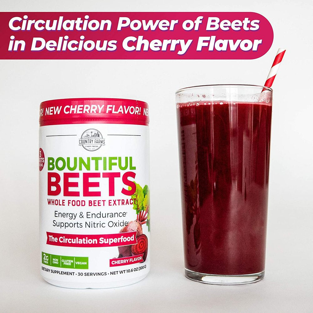 Country Farms Bountiful Beet Extract Nitric Oxide, Cherry, 10.6Oz, 4-Pack