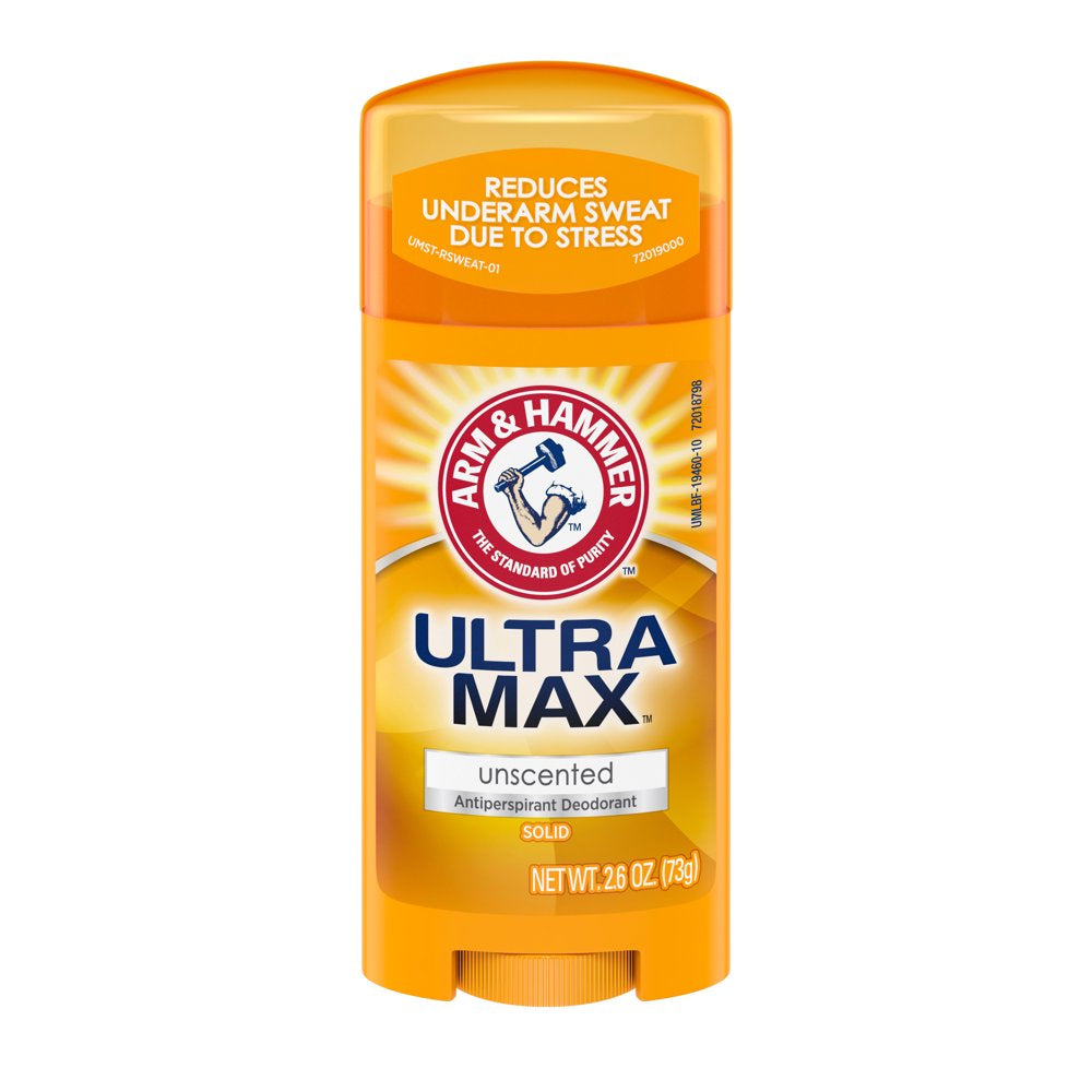 Arm & Hammer ULTRA MAX Solid Antiperspirant Deodorant, Unscented, 2.6 Oz.