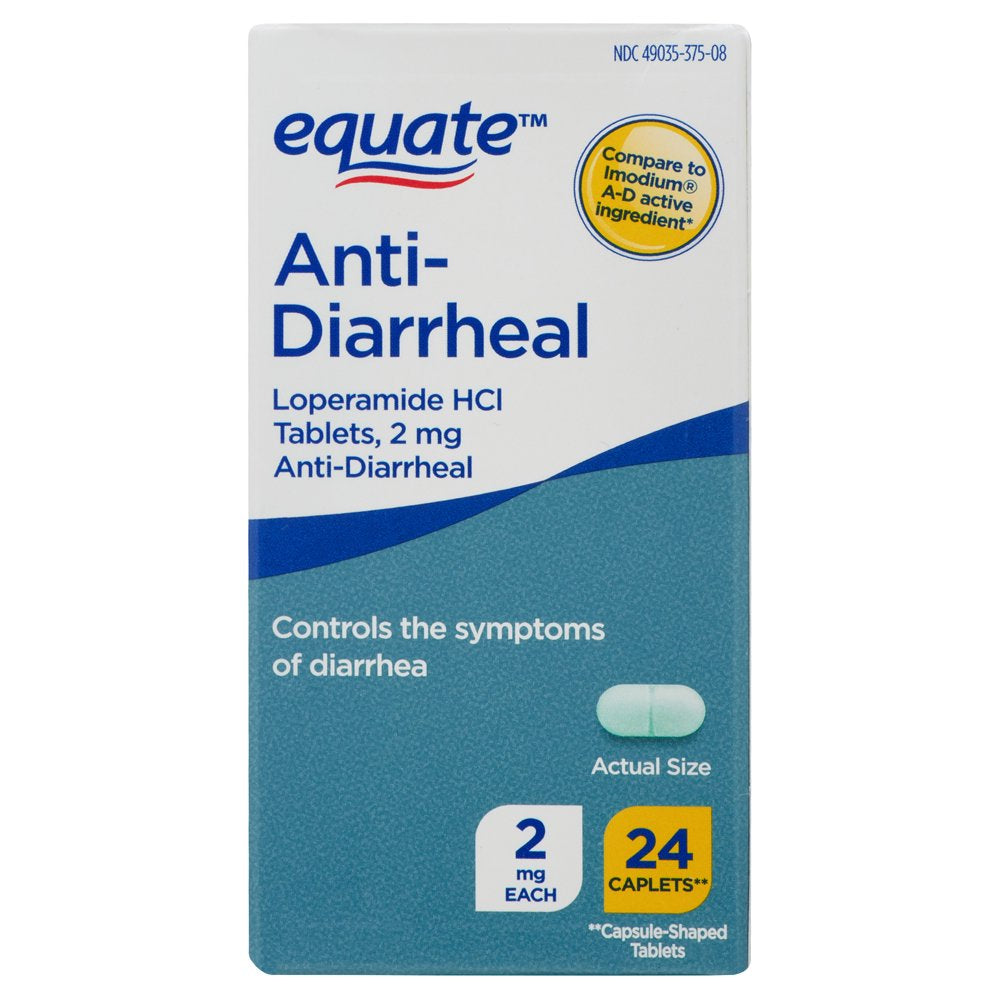 Equate Loperamide Tablets for Diarrhea, 2 Mg, 24 Count