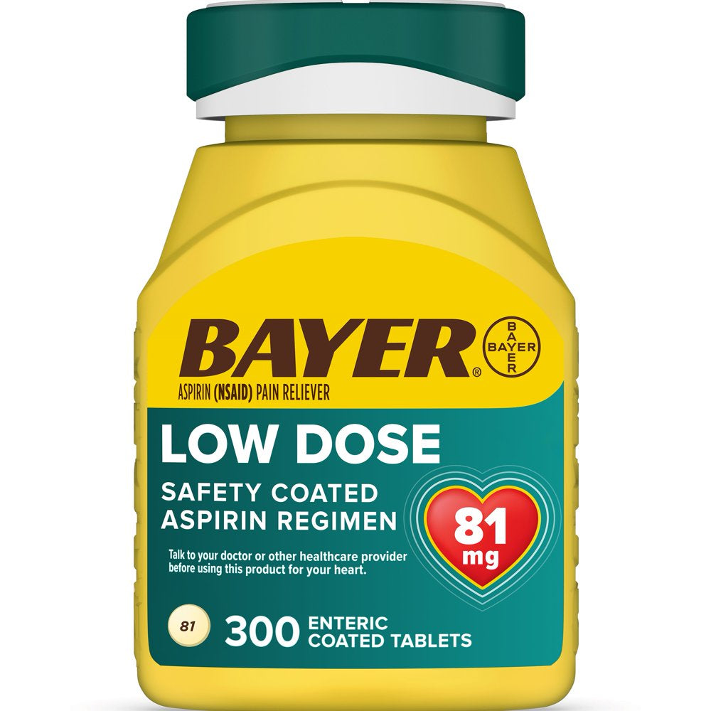 Aspirin Regimen Bayer Low Dose Pain Reliever Enteric Coated Tablets, 81Mg, 300 Count