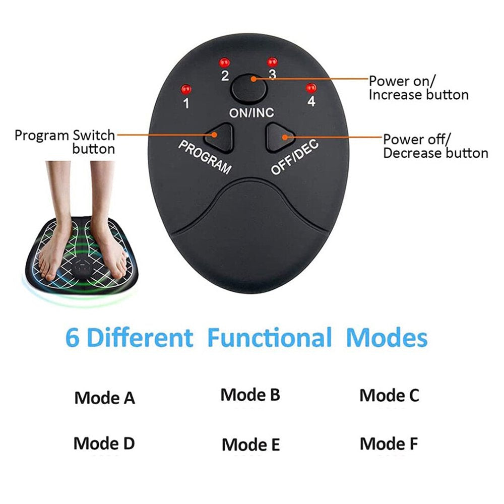 Electric Foot Massager Machine, Portable Chargeable Foot Circulation Massager, Automatic Massage, 6 Modes, for Circulation Relaxing Fibromyalgia Painful Diabetic Neuropathy