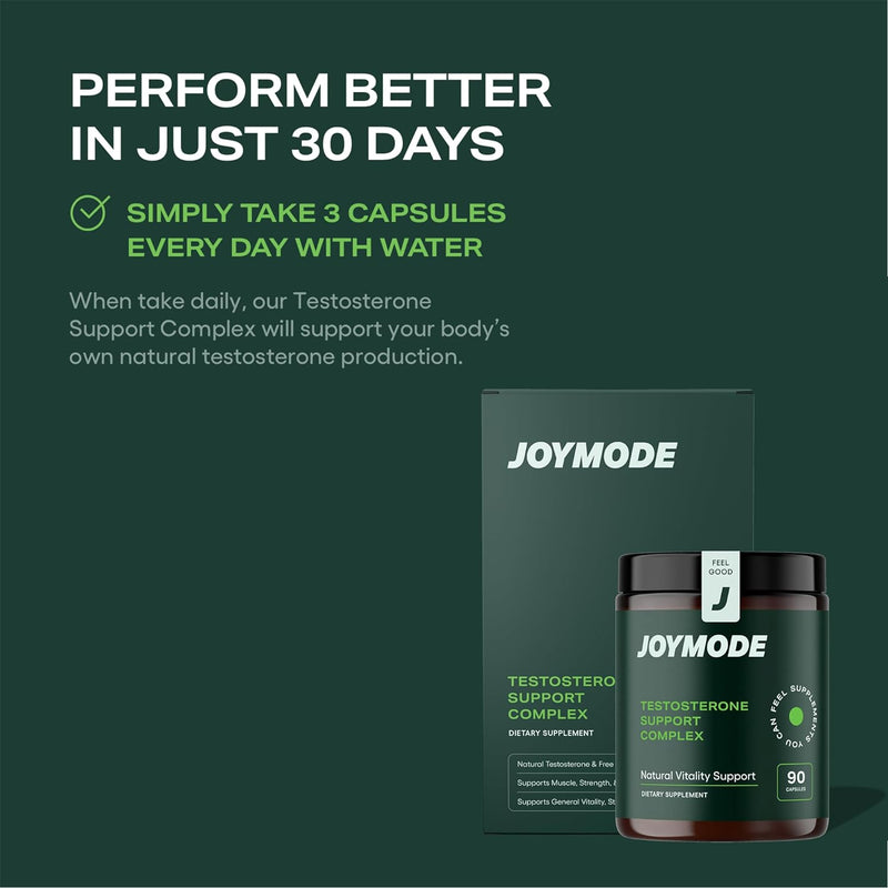 Joymode Testosterone Support Complex (90ct) Natural Vitality Support - Testosterone Supplement for Men w/ Ashwagandha, DIM, Magnesium, Zinc and Boron - Testosterone Booster