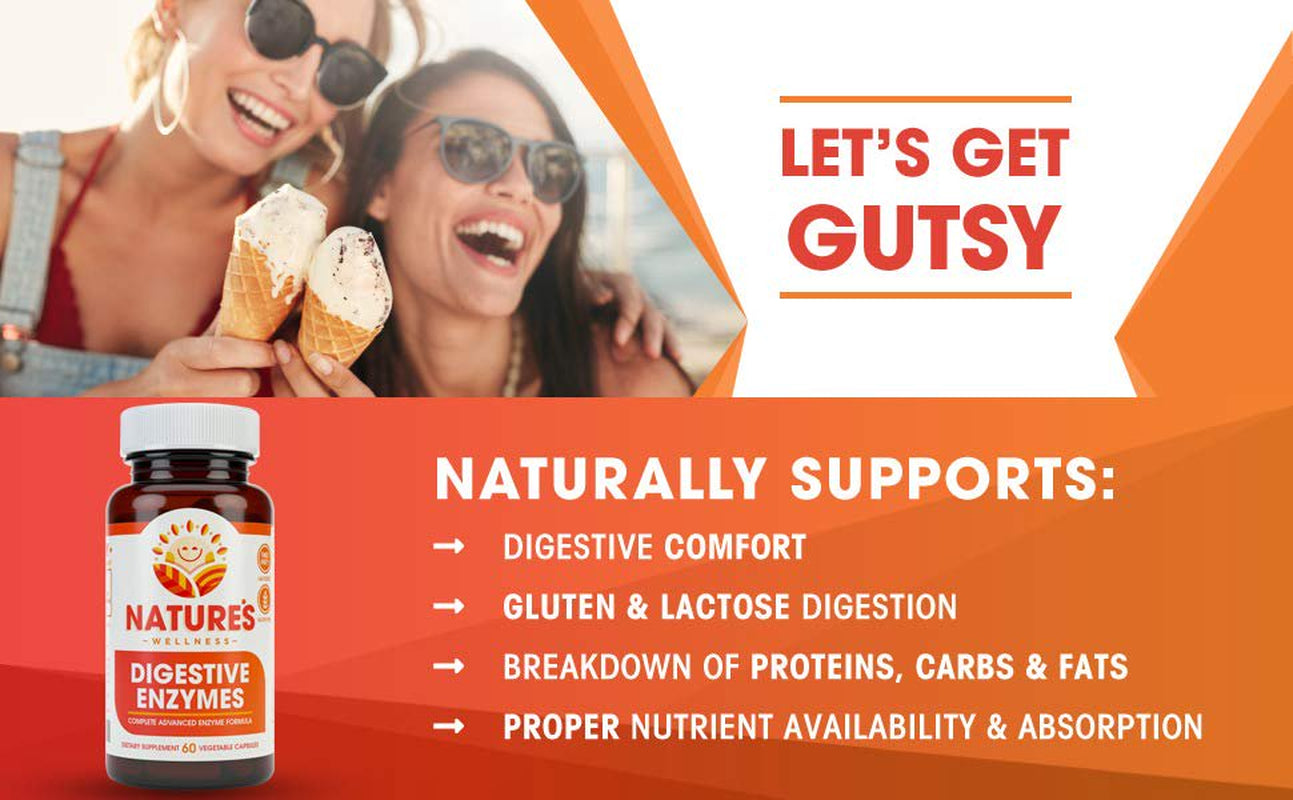Digestive Enzymes Complete - Advanced Multi Enzyme Supplement for Better Digestion & Absorption. Help Gas Relief, Discomfort, Bloating, IBS, Gluten & Lactose Intolerance