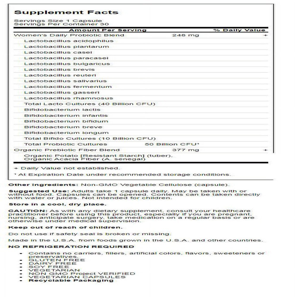 Garden of Life Dr. Formulated Probiotics Once Daily Women'S Shelf Stable 30 Capsules