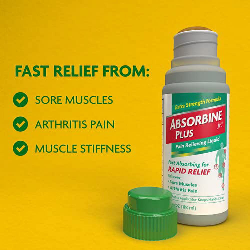 Absorbine Jr. Extra Strength Pain Relieving Liquid, Liquid Pain Reliever, Pain Relief for Joint, Arthritis, Nerve Pain and Muscle Soreness Relief, 4 Oz, 2 Count