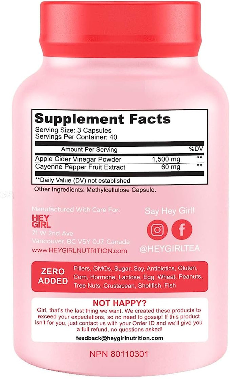 Apple Cider Vinegar Capsules with the Mother - 1560Mg Apple Cider Vinegar Pills with Cayenne Pepper - 120 ACV Supplement Capsules