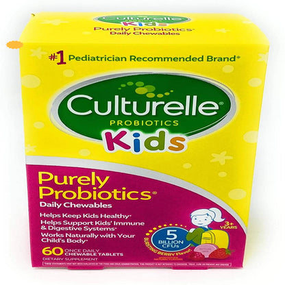 Culturelle Kids Probiotic, 60 Chewable Tablets Natural Berry Flavor, Digestive Health