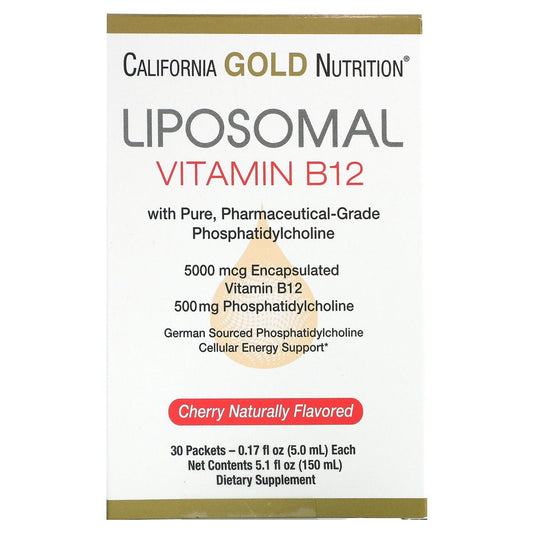 California Gold Nutrition Liposomal Vitamin B12, 30 Packets, 0.17 Fl Oz (5 Ml) Each
