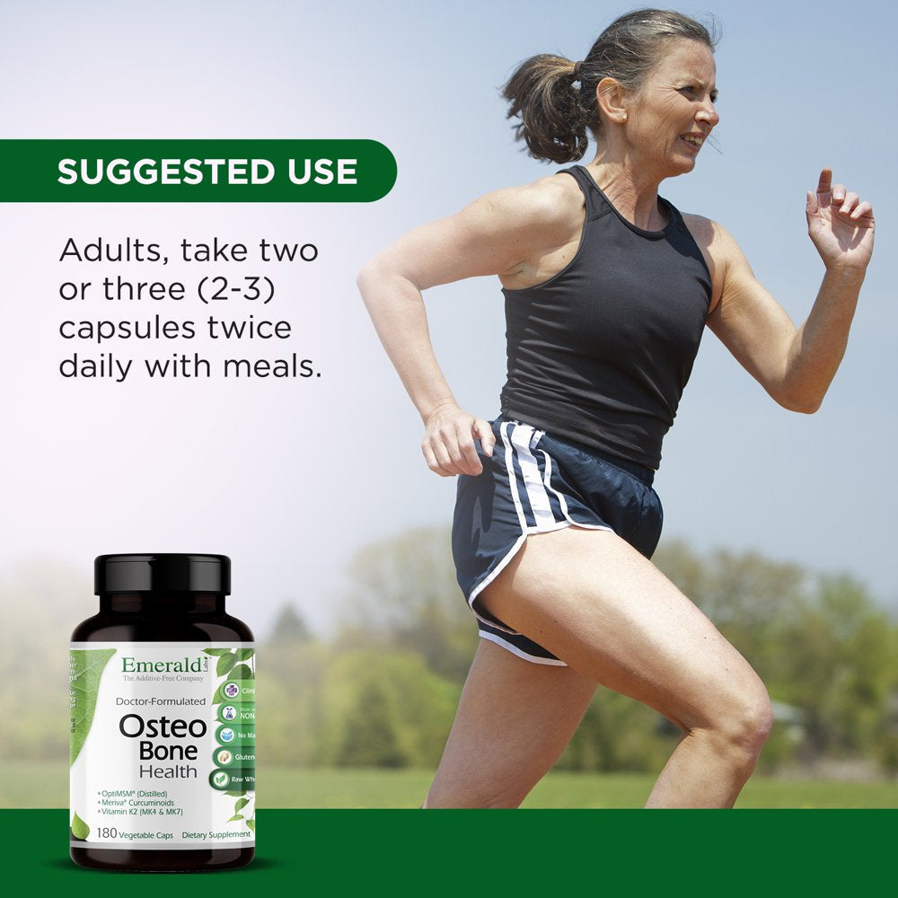 Emerald Labs Osteo Bone Health with Meriva Phytosome, MSM, Vitamin K2 (MK4 and MK7) and Calcium to Support Strong Bones, Joint Strength, and Immune System - 180 Vegetable Capsules
