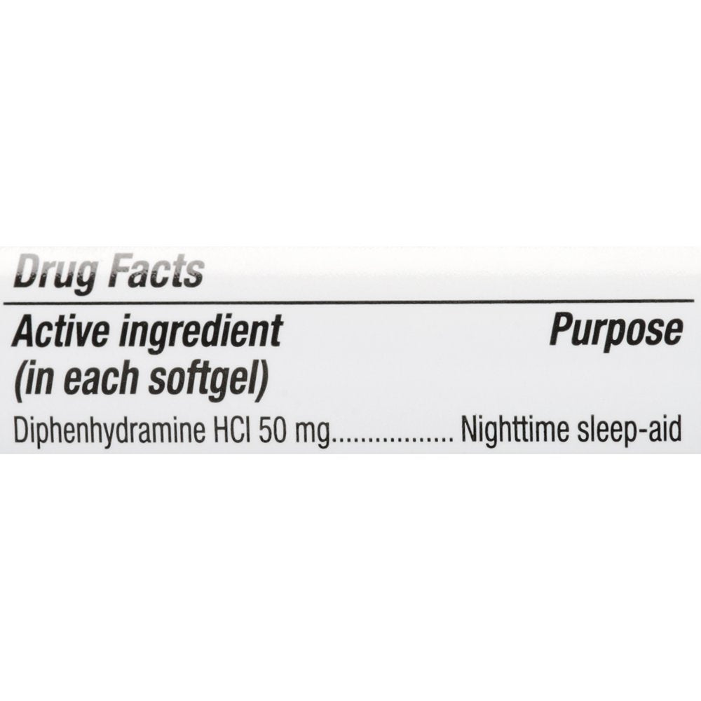 Equate Maximum Strength Diphenhydramine Hcl Sleep-Aid Softgels, 50 Mg, 100 Count