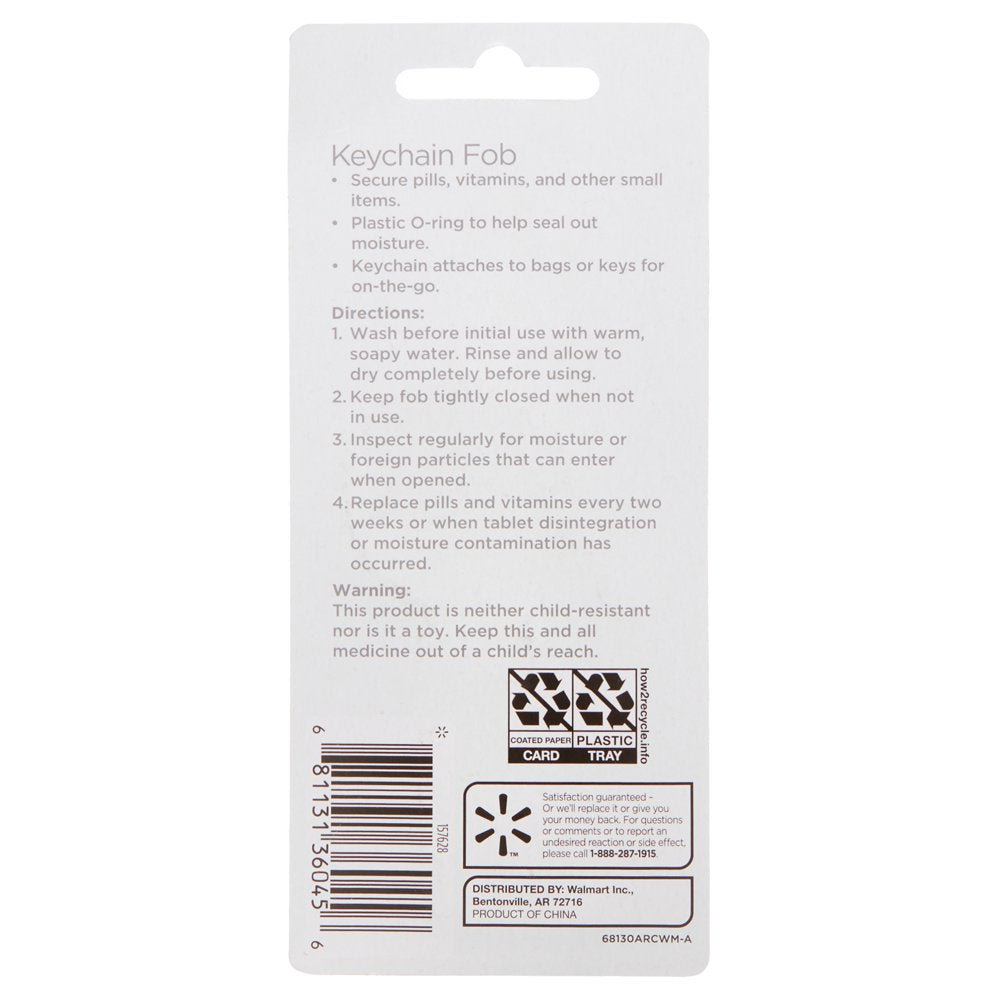 Equate Keychain Fob Pill Container