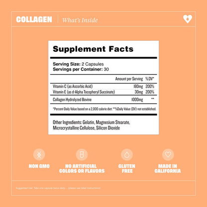 Health by Habit Collagen Supplement, Collagen Peptides 2000Mg, 60 Capsules