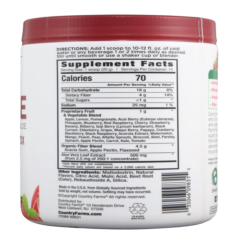 Country Farms Super Cleanse Drink Mix, Berry, 9.88 Oz., 14 Servings