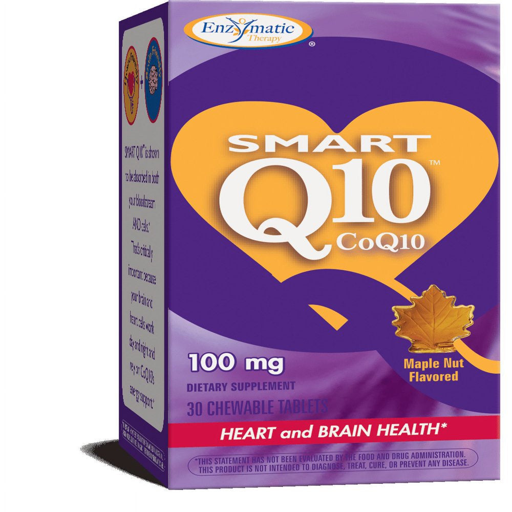 Enzymatic Therapy Smart Q10 100 Mg Chewable Tablets, Maple Nut, 30 Ct