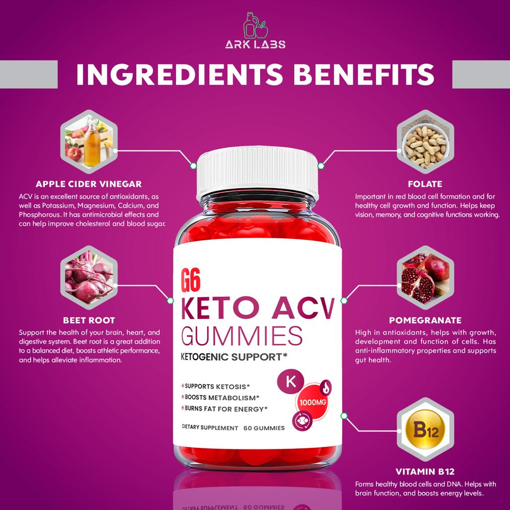 (2 Pack) G6 Keto ACV Gummies - Supplement for Weight Loss - Energy & Focus Boosting Dietary Supplements for Weight Management & Metabolism - Fat Burn - 120 Gummies - Nutricity.com.au
