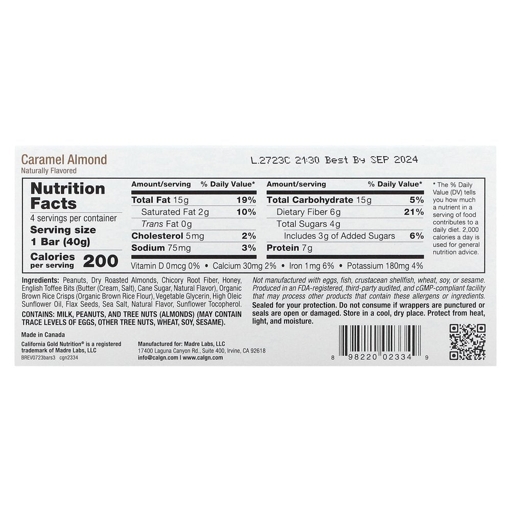 California Gold Nutrition FOODS - Variety Pack Snack Bars (Maple, Caramel, Peanut Butter), 12 Bars, 1.4 Oz (40 G) Each